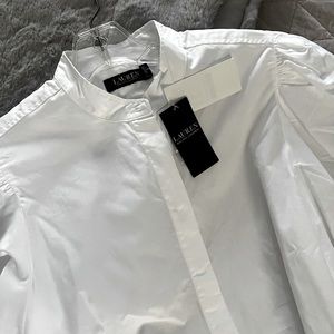 NWT Lauren Ralph Lauren white puffed sleeve dress shirt